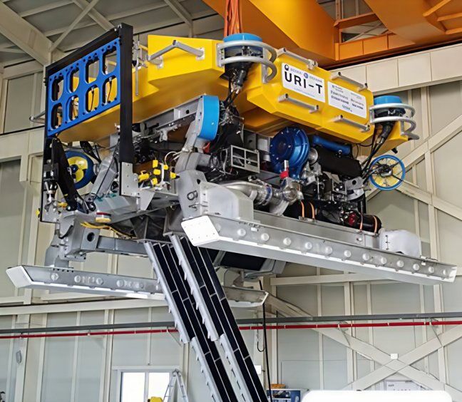 URI-T on launch cradle with jetting arm